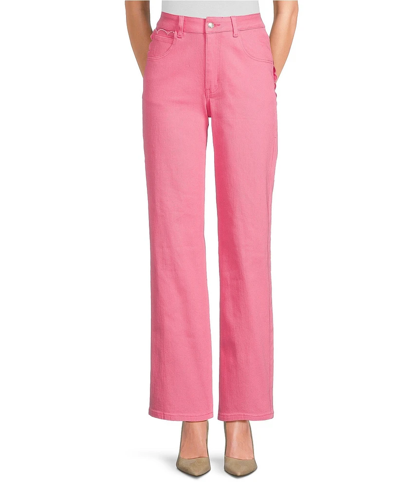 Never Fully Dressed High Rise Denim Scallop Wide Leg Pant