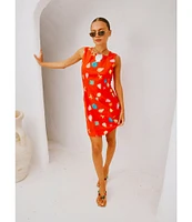 Never Fully Dressed Ioana Shell Print Square Neck Sleeveless Mini Dress