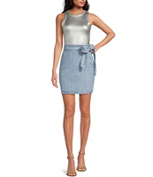 Never Fully Dressed Jaspre Denim Wrap Mini Skirt