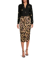 Never Fully Dressed Jaspre Leopard Print Wrap Midi Skirt