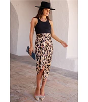 Never Fully Dressed Jaspre Leopard Print Wrap Midi Skirt