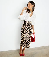 Never Fully Dressed Jaspre Leopard Print Wrap Midi Skirt