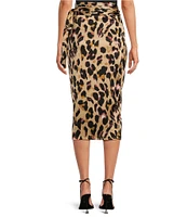 Never Fully Dressed Jaspre Leopard Print Wrap Midi Skirt