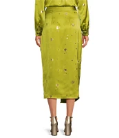 Never Fully Dressed Jaspre Lime Hearts Wrap Midi Skirt