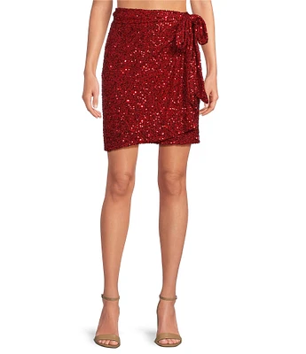 Never Fully Dressed Jaspre Sequin Wrap Mini Skirt