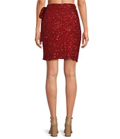 Never Fully Dressed Jaspre Sequin Wrap Mini Skirt