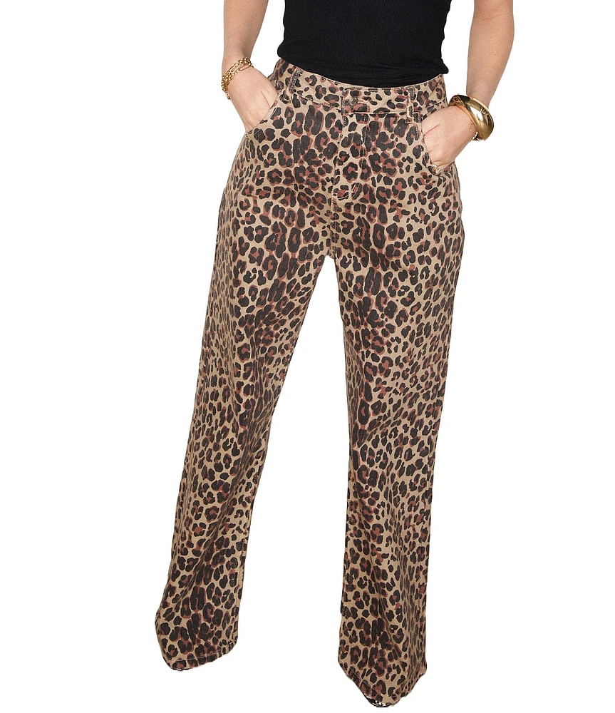 Never Fully Dressed Lucia Leopard Print Scallop Pocket Detail Jeans