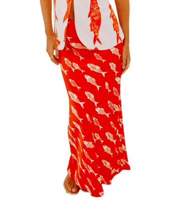 Never Fully Dressed Marina Dorris Fish Print Coordinating Maxi Skirt