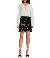 Never Fully Dressed Midnight Havana Wrap Tie Mini Skirt