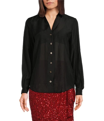 Never Fully Dressed Miley Point Collar Neck Long Sleeve Button Front Shirt