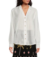 Never Fully Dressed Miley Stud Point Collar Neck Long Sleeve Sheer Button Front Shirt