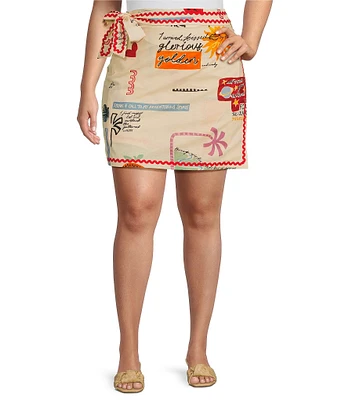 Never Fully Dressed Plus Coordinating Poema Novelty Print Mini Jaspre Wrap Skirt