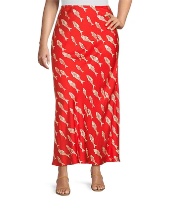 Never Fully Dressed Plus Marina Dorris Fish Print Coordinating Maxi Skirt