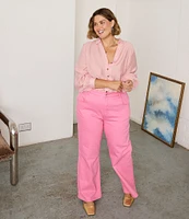 Never Fully Dressed Plus Size Scallop Pocket Detail Straight Leg Jeans