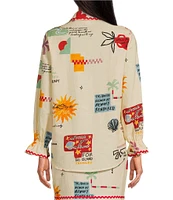 Never Fully Dressed Poema Geanie Printed Point Collar 3/4 Sleeve Coordinating Shirt