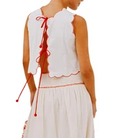 Never Fully Dressed Pollenca Embroidered Crew Neck Scallop Trim Coordinating Top