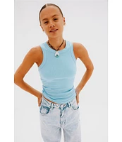 Never Fully Dressed Ribbed Metallic Crew Neck Sleeveless Tank Top
