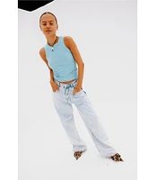Never Fully Dressed Ribbed Metallic Crew Neck Sleeveless Tank Top