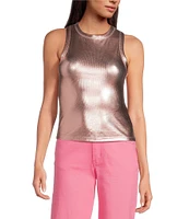 Never Fully Dressed Ribbed Metallic Crew Neck Sleeveless Tank Top