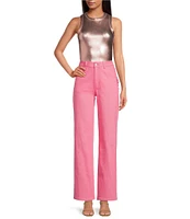 Never Fully Dressed Ribbed Metallic Crew Neck Sleeveless Tank Top