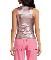 Never Fully Dressed Ribbed Metallic Crew Neck Sleeveless Tank Top