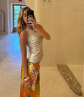Never Fully Dressed Ribbed Metallic Crew Neck Sleeveless Tank Top
