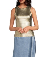 Never Fully Dressed Ribbed Metallic Crew Neck Sleeveless Tank Top