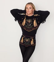 Never Fully Dressed Running Wilder Copenhagen Embroidered Crew Neck Long Sleeve Sweater