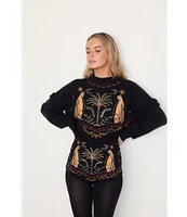 Never Fully Dressed Running Wilder Copenhagen Embroidered Crew Neck Long Sleeve Sweater