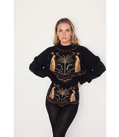 Never Fully Dressed Running Wilder Copenhagen Embroidered Crew Neck Long Sleeve Sweater