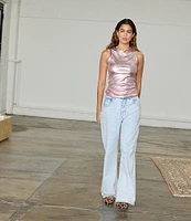 Never Fully Dressed Scallop Pocket Detail Straight Leg Jeans