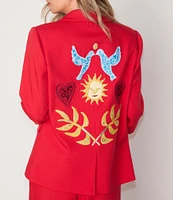 Never Fully Dressed Sundazed Romance Embroidered Long Sleeve Blazer