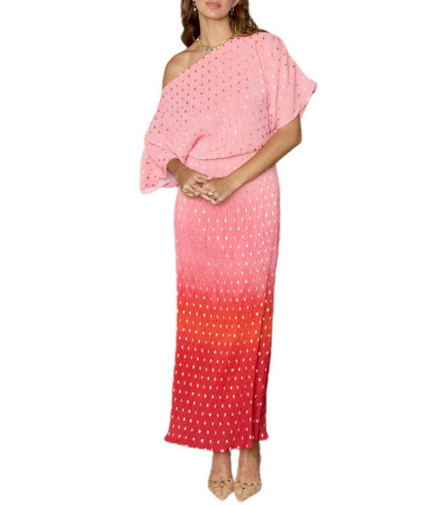 Never Fully Dressed Tilly Off-The-Shoulder Short Sleeve Ombre Maxi Dress