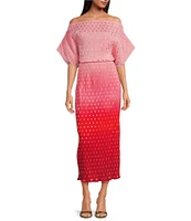 Never Fully Dressed Tilly Off-The-Shoulder Short Sleeve Ombre Maxi Dress