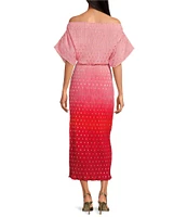 Never Fully Dressed Tilly Off-The-Shoulder Short Sleeve Ombre Maxi Dress