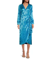 Never Fully Dressed Vienna Sundazed Summer Printed V Neck 3/4 Sleeve Wrap Midi Dress