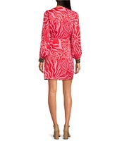 Never Fully Dressed Vienna Valentine Printed V Neck Long Sleeve Mini Wrap Dress