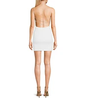 Next Up Bungee Cord Strap Double-X-Back Drape Allover Glitter Short Club Dress