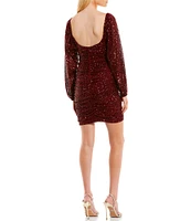 Next Up Sequin Notch V-Neck Long Sleeve Ruched Bodycon Dress