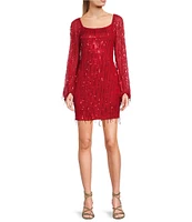 Next Up Long Sleeve Fringe Sequin Dress