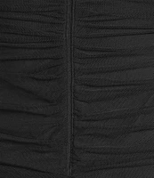 Next Up Mesh Off-The-Shoulder Sweetheart Neck Ruffle Edge Shirred Bodycon Dress