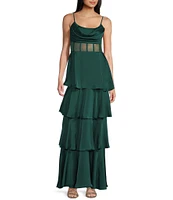 Next Up Scoop Neck Sleeveless Spaghetti Strap Tiered Ruffle Dress