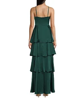 Next Up Scoop Neck Sleeveless Spaghetti Strap Tiered Ruffle Dress