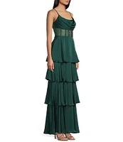 Next Up Scoop Neck Sleeveless Spaghetti Strap Tiered Ruffle Dress