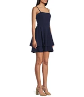 Next Up Spaghetti Strap Fit and Flare Double Tiered Dress