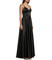 Next Up Spaghetti Strap Notch V-Wire Front Slit Long Dress