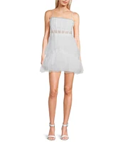 Next Up Illusion Mesh Corset Ruffle Tiered Fit & Flare Dress