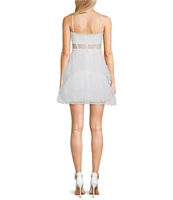 Next Up Illusion Mesh Corset Ruffle Tiered Fit & Flare Dress