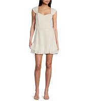 Next Up Sweetheart Neck Cap Sleeve Twist Double Ruffle Hem Dress