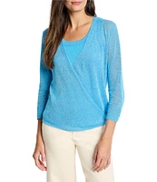 NIC + ZOE 4-Way Knit Open Front 3/4 Sleeve Cardigan